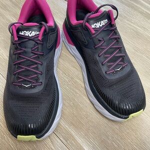 Hoka One One Women's Black and Pink Athletic Shoes